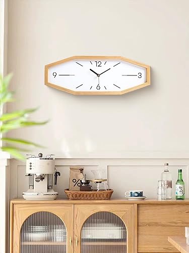 Miniatura 5 de Relojes de pared retro de madera, relojes cuadrados de 18 pulgadas, reloj de pared rectangular, funciona con pilas, silencioso, sin tictac, para