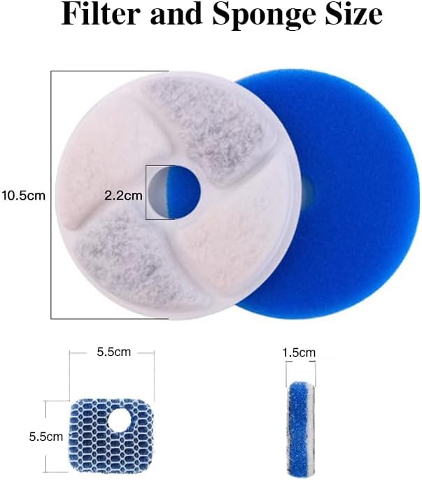 Filtros para Fuente de Agua para Gatos aiimll 2L/68oz - 4 Unidades + 4 Esponjas miniatura 3