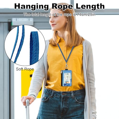 Image of Minimalist RFID Wallet with Lanyard, Multi-functional ID Case with 2 Zipper Pockets and Key Chain for Men and Women, Tactical Badge Pouch Cards Holder, Coin Purse for Travel Sports - Two-Tone