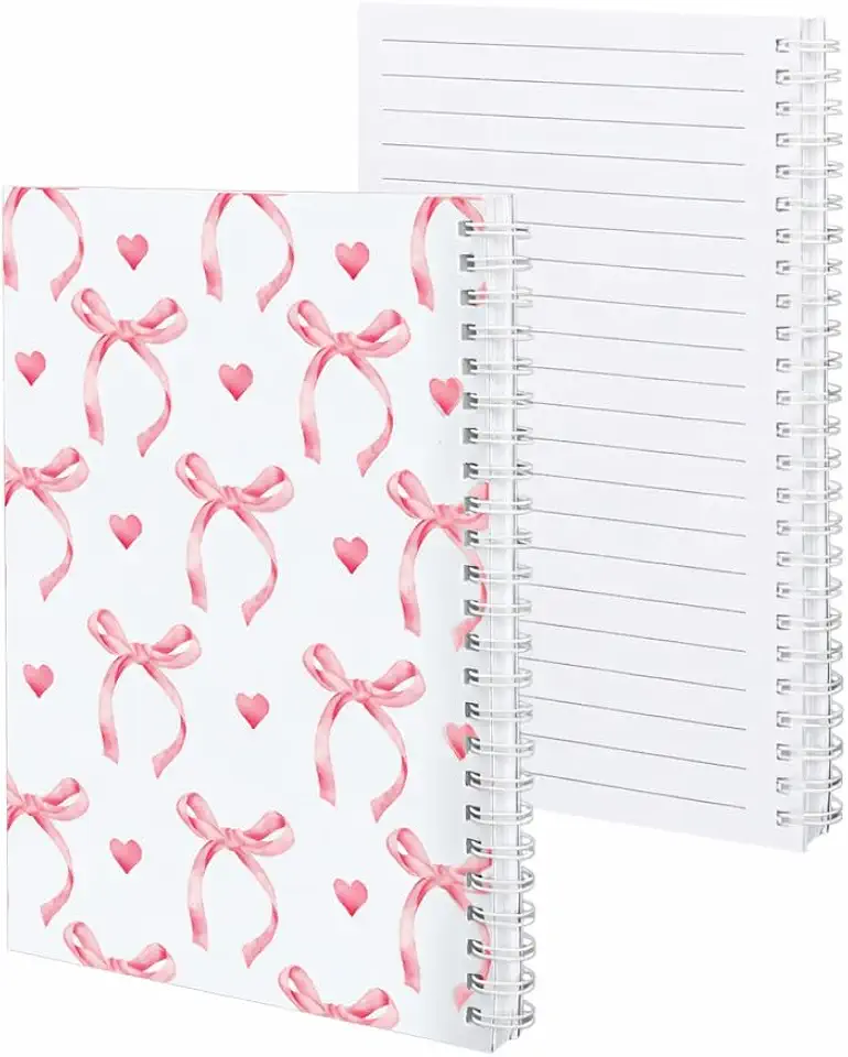 Agenda Diária Capa Dura Com Espiral 162 Folhas Caderneta Anotações – Estampa de Laço Coração (Cores Sortidas)