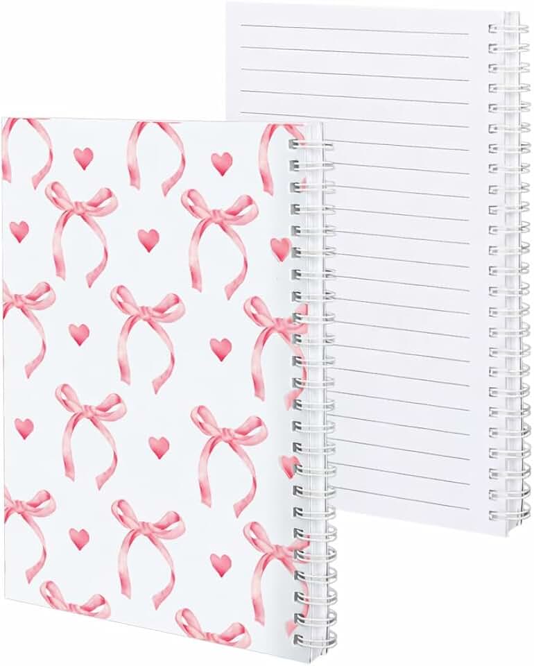 Agenda Diária Capa Dura Com Espiral 162 Folhas Caderneta Anotações – Estampa de Laço Coração (Cores Sortidas)