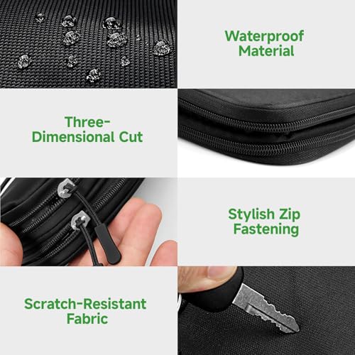 Aihoom Portable Cable Organiser Bag Travel Organiser Pouch, Double-Layer Electronics Accessories Organiser Bag, All-in-One, Power Bank, Earphones, USB, Travel Gadget Bag Cable Organiser Black - Image 4