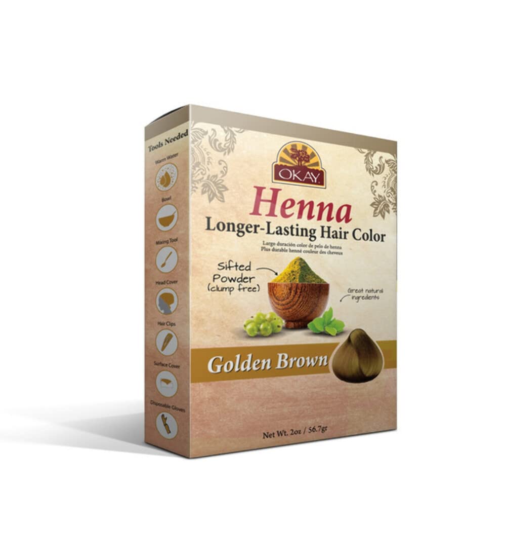 OKAY Pure Naturals Tinte de Henna Golden Brown 2oz