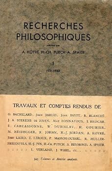 Paperback Recherches Philosophiques I 1931-1932 [French] Book