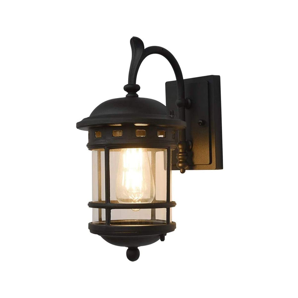 VDOQTLJT Wall Lighting Lamp Metal Anti-Rust Lantern Outdoor Waterproof Aluminum Sconce Exterior Patio Garden Lights E27 Balcony Corridor Aisle Glass Light Lofty
