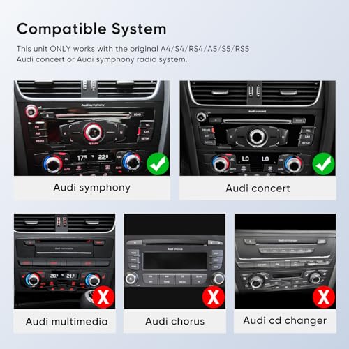 10.25 Touch Screen Wireless Carplay Android Auto for Audi B8 B8.5 A4 S4 A5 S5 RS4 RS5 2009-2016 Concert&Symphony Support Original Car Radio Stereo Camera USB Video Playback Mirroring