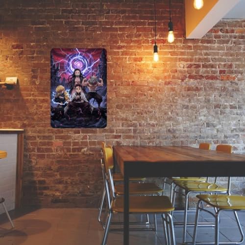 Image of Zesta Bathroom Decor Items Washroom Decor Tin Sign | Aesthetic Posters Wall Poster for Bedroom | Magnetic Cafe Decoration Items / Restaurant Decorations Items | Quirky Home Decor Bar Accent (Demon Slayer)