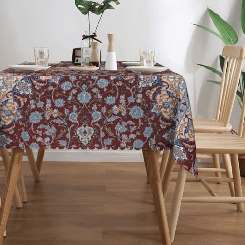 VIMPEYDON Abstract Ethnic Boho Table Cloth for Dining Tables, Reusable Red Vintage Persian Style Tablecloths Tribal Decor Bohemian Rectangle Table Cover for Kitchen,Holiday,Party,54x72Inch by VIMPEYDON - Used condition - Image 4