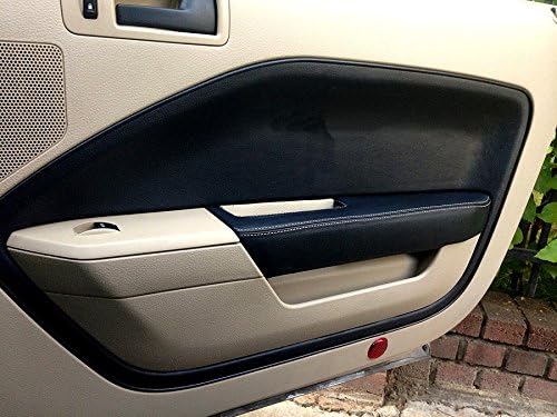 RedlineGoods Door Insert Covers - no Visible Thread Compatible with Ford Mustang 2005-09. Tailor Made - not Universal. Genuine top-Grade Italian Black Perforated Leather with Black Thread