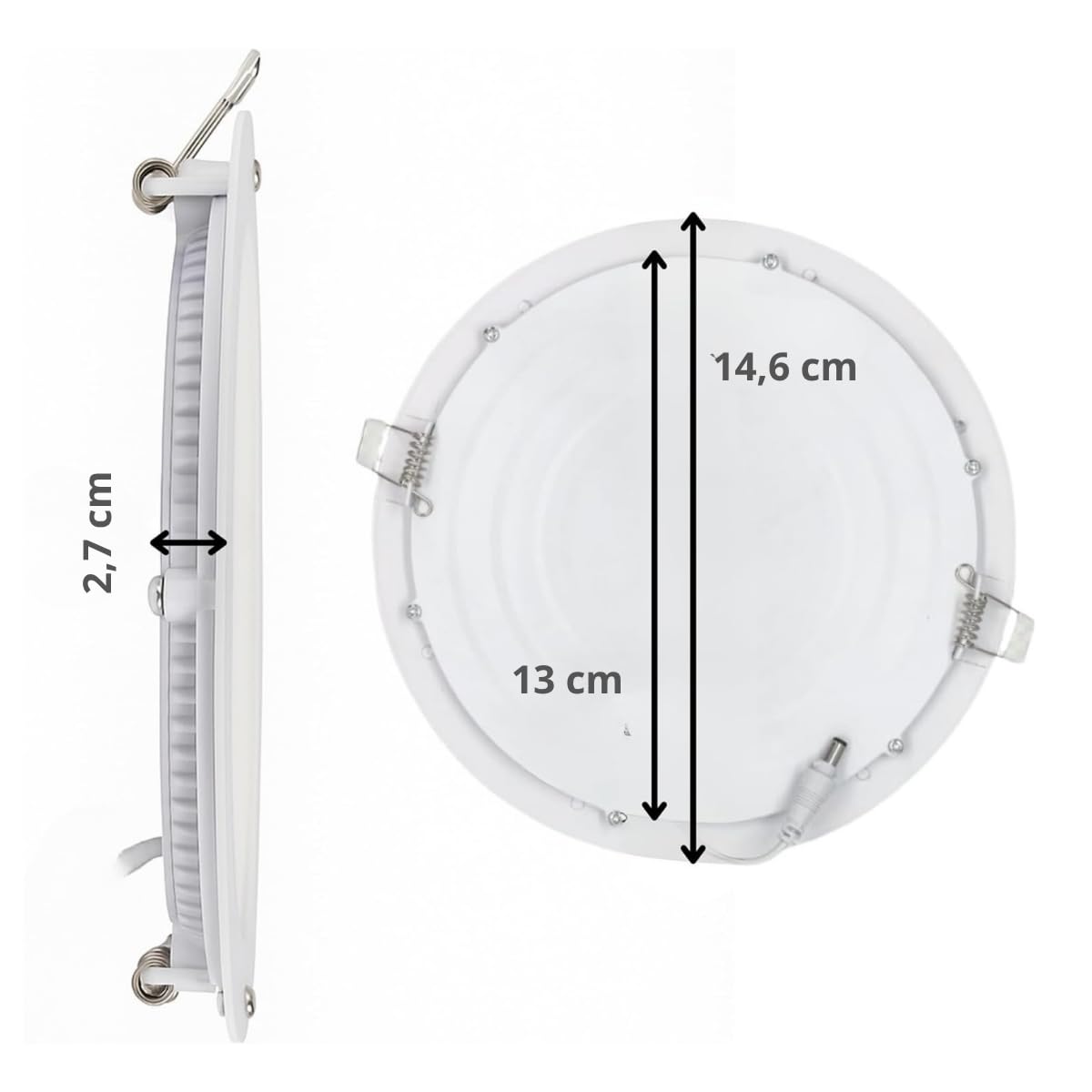 Jandei - Downlight LED Panel Extraplano Redondo, Iluminación 9W, Interior para Oficina, Pasillos, Casa, Taller (Blanco Frío 6000K), Fuente de Alimentación incluida. Ahorro de energía.