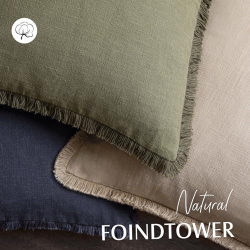 Image of Foindtower Set of 2 Decorative Linen Fringe Throw Pillow Covers Boho Farmhouse Cushion Cover with Tassels Accent Pillowcase for Couch Chair Sofa Bed Living Room Home Bedroom Decor,12x24 Inch,Tan Beige