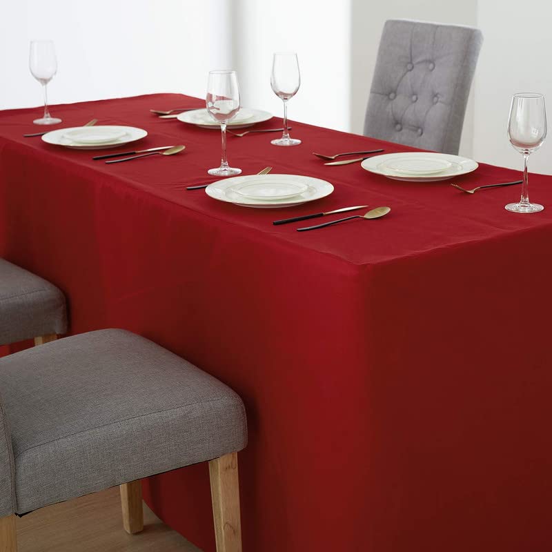 BEEKAY 1 Pc 6 Feet Red Fitted Open Back Rectangular 3 Sided Table Cloth 72