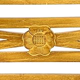 DIVERO 2-Sitzer antike Gartenbank 115 cm massiv Teak-Holz Handarbeit 2 Personen Bank mit Schnitzereien natur - 2