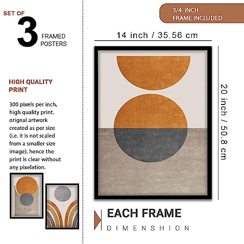 Image of NoWorries Retro Wall Art Decor Paintings | Set of 3 Minimalist Wall Art Frames for Home Decoration | Perfect for Living Room, Bedroom & Office (Art-8, 13x19inch)