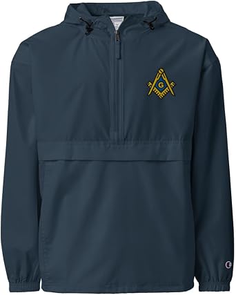 Masonic Embroidered Champion Packable Jacket, Freemason Windbreaker Jacket, SM-2XL
