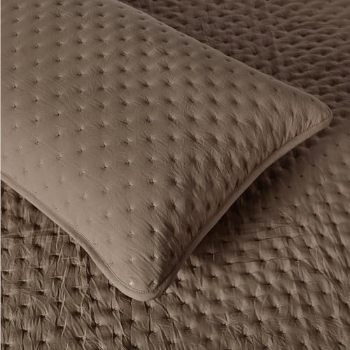 Image of Amazon Basics Brushed Microfiber Quilt Set, Extra Soft with Natural Texture, 2-Piece, Twin /Twin XL, Brown