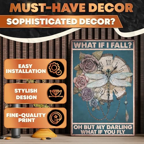 MALLONY-Tin-Vintage-Retro-Fall-Wall-Decor-for-Home-What-If-I-Fall-What-If-You-Fly-Tin-Poster-Dragonfly-Wall-Art-Steampunk-Decor-Gifts MALLONY Tin Vintage Retro Fall Wall Decor for Home What If I Fall What If You Fly Tin Poster Dragonfly Wall Art Steampunk Decor Gifts