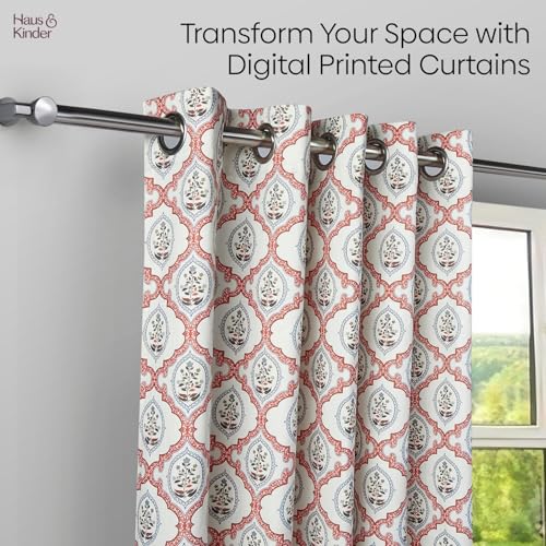Image of haus & kinder Digital Printed Cotton Window Curtain 5 Feet Long Pack of 1 Window Curtain, 5 Feet Curtain for Window (Heritage Medallion, Multi 130x152 CM)