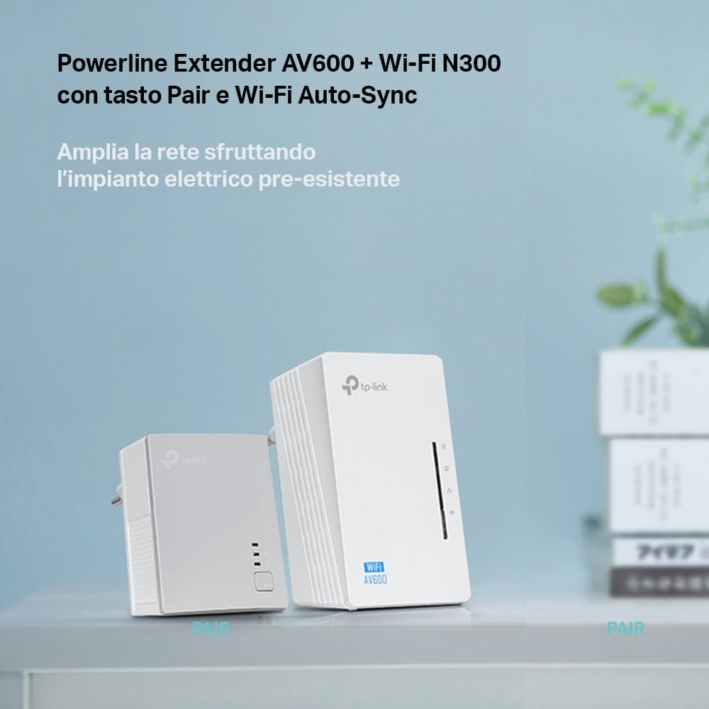 TP-Link TL-WPA4220 KIT Powerline Kit AV600Mbps e Wi-Fi 300Mbps, Homeplug AV2, Porte Ethernet, Plug & Play, Compatibile con Router, Tecnologia Powerline Avanzata, Facile Gestione