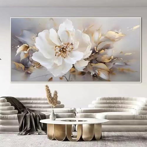 LZJAGXX Extra Large Abstract Floral Canvas Wall Art Paintings, Modern Wall Art Picture For Living Room and Bedroom Home Decor(50X100cm/Frameless)