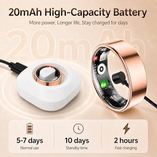 J-BRAUV Smart Ring for Women & Men, IP68 Waterproof Fitness Tracker Ring with Heart Rate, Blood Oxygen & Sleep Monitor, Health Tracker Ring Compatible with iOS & Android, No Subscription Fee (#10) — view 4