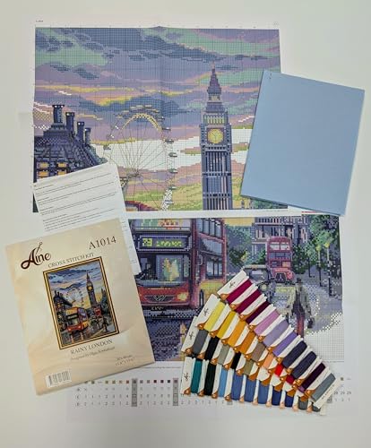 Image of Aine - Rainy London A1014, Cross Stitch Kits 15 inchx15, Cross Stitch Kits for Beginners & Advanced, Crossstitching Kits Adult, Counted Stitching Kits, Embroidery Kit