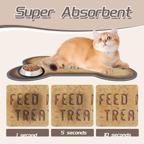 Dog-Food-Mat-Bone-Shaped-Water-Absorbent-Pet-Food-Mat-Non-Slip-Placemat-for-Pets-Bowl-and-WaterDog-Food-MatPet-Accessories-Supplies-Bone-Shaped-12×19-in Dog Food Mat Bone Shaped Water Absorbent Pet Food Mat Non Slip Placemat for Pets Bowl and WaterDog Food MatPet Accessories Supplies Bone Shaped 12×19 in