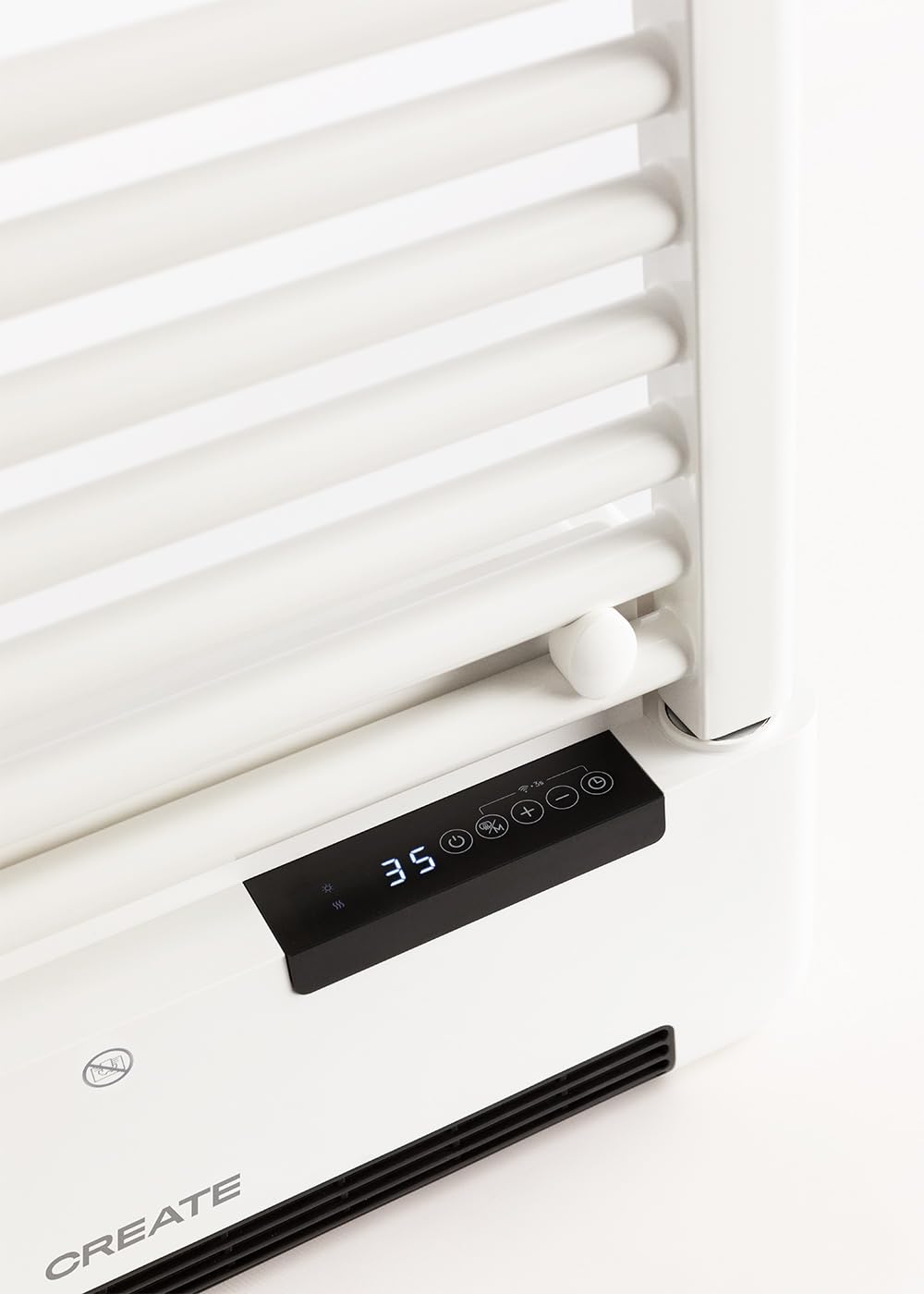 CREATE / Warm Towel Advance/Toallero eléctrico con Calefactor y WiFi Blanco / 51,5x11x115,5 cm/Control Desde la App, Pantalla LDC, 2 potencias, tecnología PTC, deteción Ventanas Abiertas, 1000W