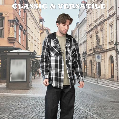 Button Down Plaid Shirts Men Casual Long Sleeve Preppy School Hoodies Fall Fashion Hoodies for Men Lightweight4
