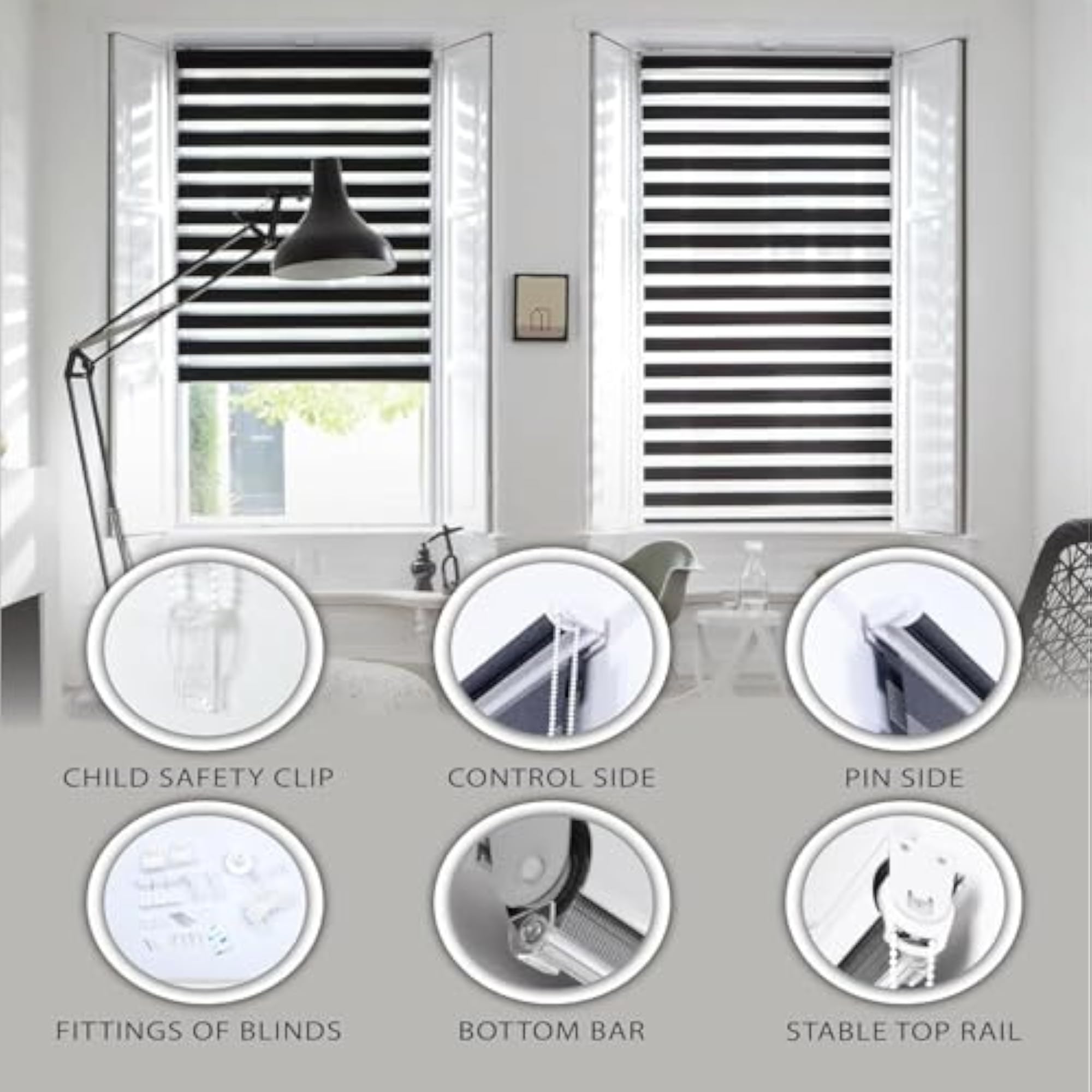 Day & Night Zebra Roller Blind, Black