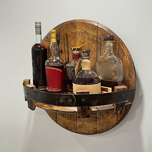 Sink Dish Drainer Hand Crafted Liquor Bottle Display Wall Mounted Vintage Wooden Whiskey Barrel Shelf Wall-Mounted Wine Storage Shelf for Kitchen Barware Bar Shelves Towel Dryer Portable - Thumbnail 7