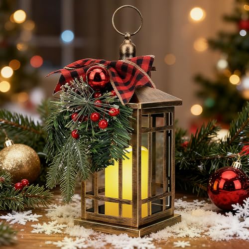Lanterne décorative de Noël avec bougie LED vacillante sans flamme - 4