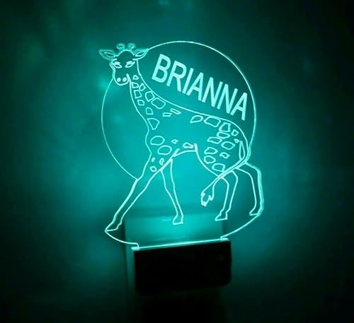 Miniatura 8 de Luz nocturna de jirafa con diseño de animales, multicolor, con enchufe LED, ultra delgada, suave al tacto, con sensor inteligente de atardecer a