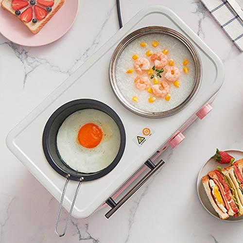 Forno Elettrico 3 in 1 per la Colazione, Mini tostapane per Pane, frittata, Padella, pentola Calda, vaporiera.,