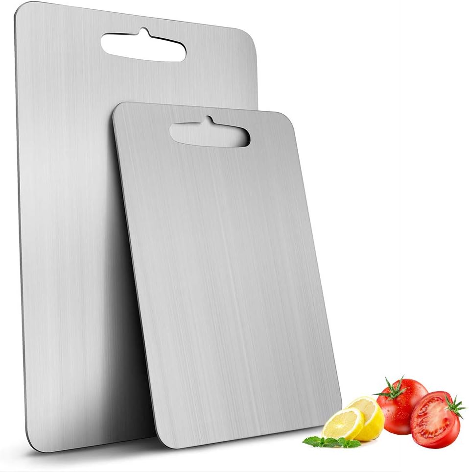 Cutting Board Chopping Board Cutting Block Mincing Mat Thick Stainless Steel Heavy Duty Non-Slip for Kitchen Home Meat Vegetable Fruit