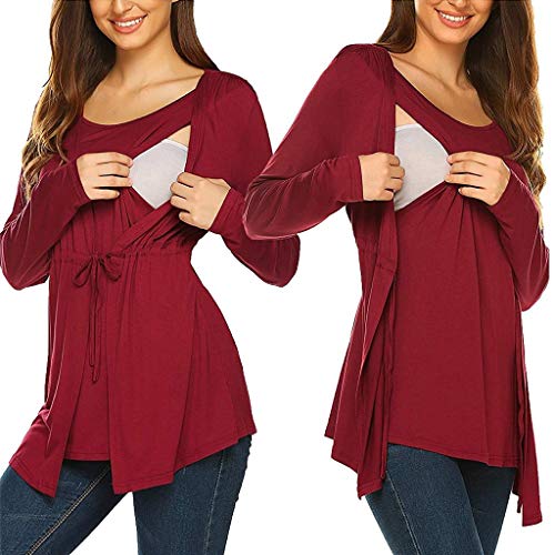 Women's Maternity Nursing Tops Short Sleeve V Neck Pregnancy T-Shirt Postpartum Casual Wear Easy Breastfeeding Blouses #TOP3