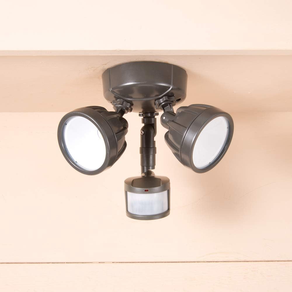 Cooper Lighting Eaton Lighting MST18R17L Bronze Round LED Security Light,Motion Activated Twin Head LED Floodlight,Bronze, 1600 lm