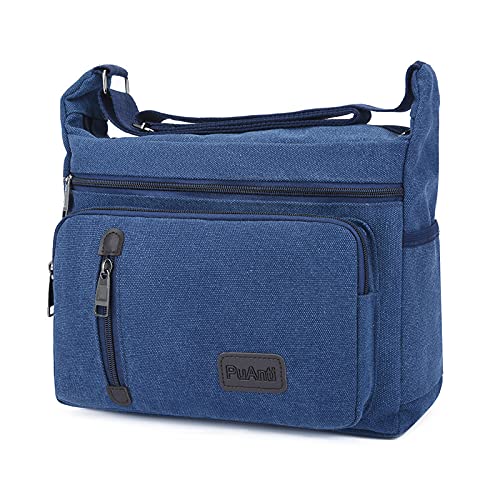 Hbags Bolsas de Ombro Unissex de Lona Bolsa Transversal, Azul,