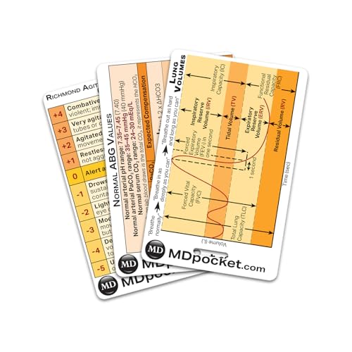 51acVf8eCQL. SL500 MDpocket Rapid ID - Respiratory Pack (Vertical) - 3 Double Sided Cards - Durable Plastic - Detailed Reference