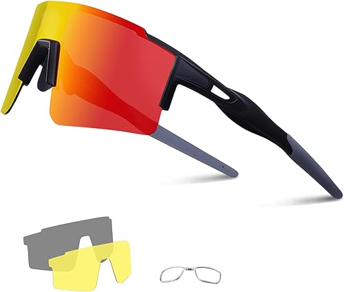 Miniatura 1 de Xiyalai Gafas de sol deportivas polarizadas para hombres y mujeres con 3 lentes intercambiables, gafas de béisbol