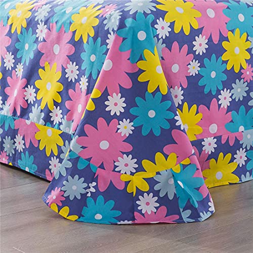 Fadfay Home Collection 4 Pieces Bedding Sheets & Pillowcases Set Colorful Daisy Bed Sheet Set 17.5 Inches Deep Pocket Fitted Sheet Floral Girls Flat Sheet Sets 100% Cotton King Size Beddings #TOP7