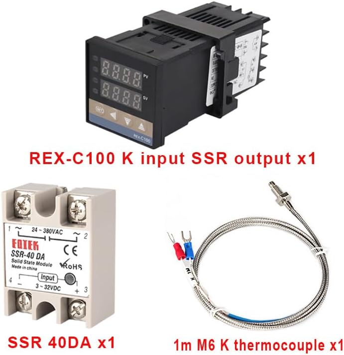 Miniatura 2 de REX-C100 Digital PID Temperature Controller Thermostat + SSR 40DARelay Output + K Thermocouple 1m Probe +Heat Sink(Set 3)
