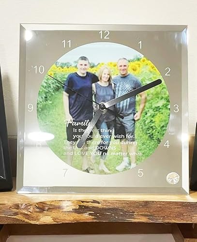 Povokici 20Pcs Sublimation Blank Clock Glass Photo Frame 7.8" X 7.8" Picture Framed Wall Decor Diy Heat Transfer Press Printing #TOP5