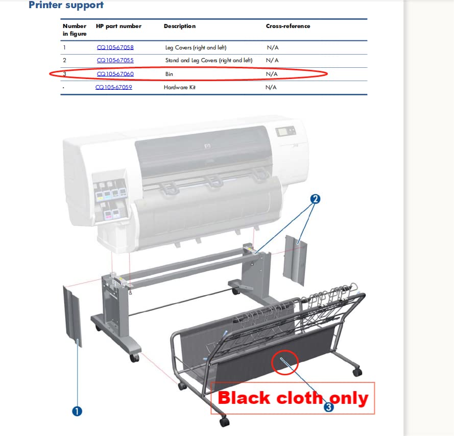 CQ105-67060 Bin Black Cloth Only for Designjet Z6200 T7100 T7200 42inch Printer Plotter Parts POJAN