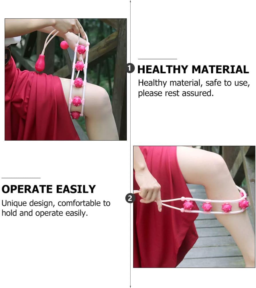 Body Muscle Rope 7 Wheel Back Massage Roller Massage Ropper Rope Manual Masage Belt Massage Roller Rope Muscle Roller Tool (Pink) Body Muscle Rope 7 Wheel Back Massage Roller Massage Ropper Rope Manual Masage Belt Massage Roller Rope Muscle Roller Tool (Pink)