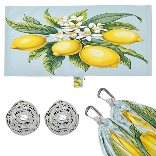 Takiito Yellow Lemons Hammock 330 lb Capacity Travel Camping Hammock with Tree Straps, Portable Lightweight for Outdoor Beach Backpacking Backyard Patio