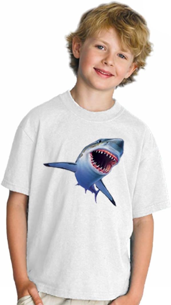 SolarTees Boy's Sharky Solar Color Changing Tee SM White
