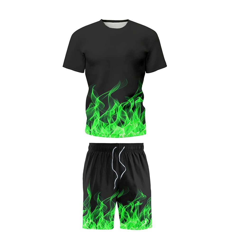 Costume décontracté pour hommes ensemble d'été ample vert 4XL contre la transpiration - 5