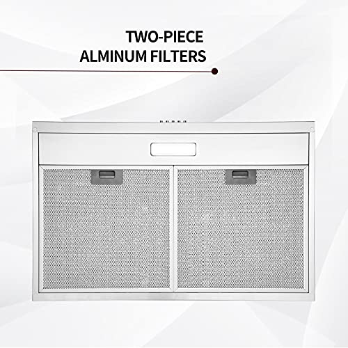 Sndoas Under Cabinet Range Hood 30 Inch,Kitchen Hood With Led Light,Push Button Controls,3 Speeds,Stainless Steel Range Hood,Ducted/Ductless Convertible Kitchen Over Stove Vent,Charcoal Filter #TOP4