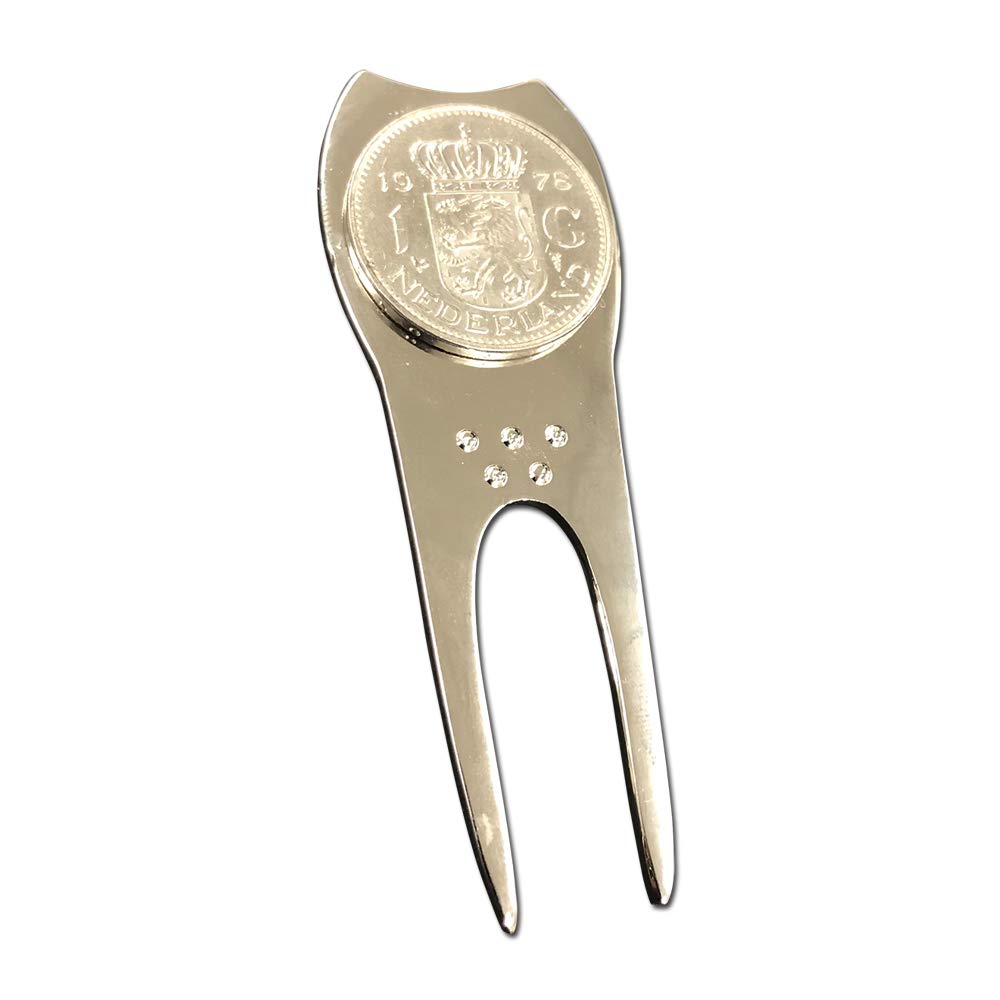 Netherlands Divot Repair Tool & Ball Marker with Dutch Gulden Coin